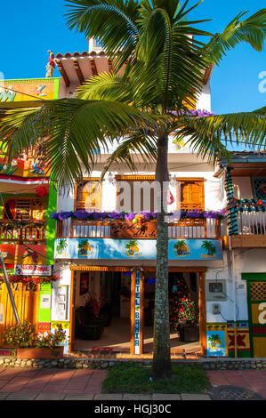 Colorful facade in Guatape in Medellin, Colombia Stock Photo