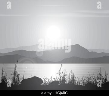Landscape with sunset over sea Stock Vector Image & Art - Alamy