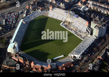 aerial view of construction work at the international test match venue of Trent Bridge cricket ground, Nottingham, UK Stock Photo