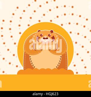 Happy colourfull groundhog Stock Vector