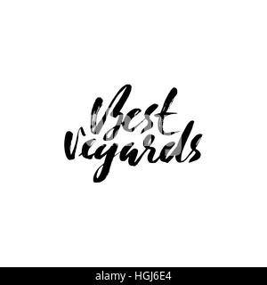 Best Regards hand drawn lettering. Handwritten calligraphy vector illustration Stock Vector