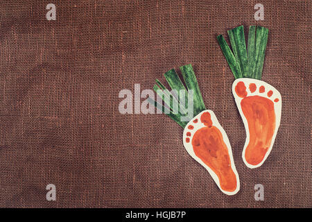 handmade foot-shaped carrot Stock Photo