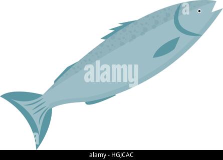Trout icon flat style. Forel fish isolated on white background. Vector illustration, clip art. Stock Vector