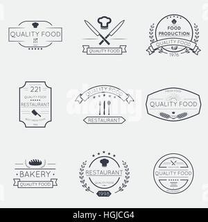 Set of retro vintage thin line badges and emblems,  signs for logotype, coat of arms, banners, icons. Stock Vector