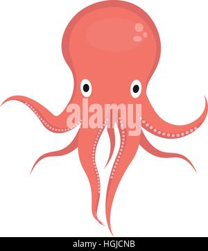 Octopus icon logo element. Flat style, isolated on white background. Vector illustration, clip art. Stock Vector