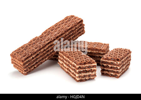 Brown wafer closeup isolated on white background Stock Photo