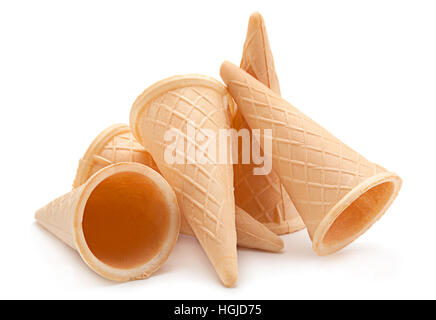 Waffle cone closeup isolated on white background Stock Photo