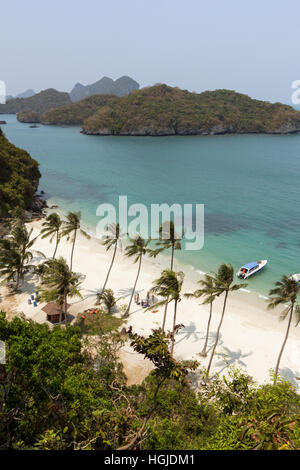 View of a beach from above on the Koh Wua Talab island at the Angthong (Ang Thong) National Marine Park in Thailand.