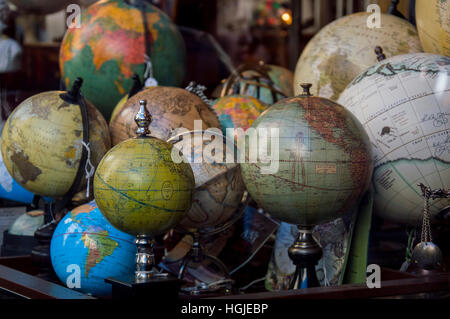 vintage world globe travel wanderlust continents map world map voyager Stock Photo