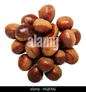 Some chestnuts on a white background Stock Photo