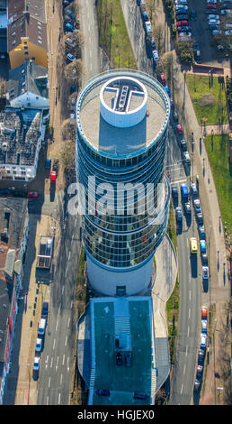 Aerial view, office building Exzenterhaus on a former WWII bunker, Bochum, Ruhr area, North Rhine-Westphalia, Germany, Europe, Stock Photo