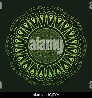mandala classic mystical ornament green background Stock Vector