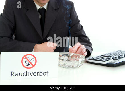 Symbol ban of smoking at workplace Stock Photo