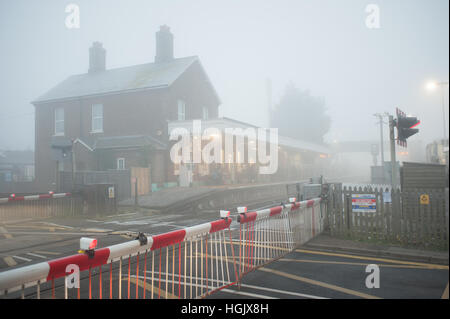 Angmering railway station in west sussex viewed from the level crossing ...