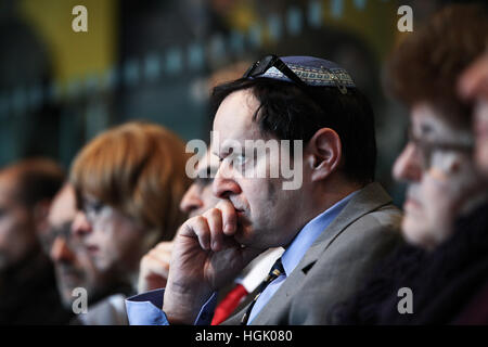 City Hall, London, UK. 23rd Jan, 2017. Invited guests. Sadiq Khan, the Mayor of London attends the Holocaust Memorial Day at City Hall, which marks the anniversary of the liberation of the Auschwitz-Birkenau concentration camp in 1945. This year's theme for Holocaust Memorial Day is ‘How Can Life Go On?'. Credit: Dinendra Haria/Alamy Live News Stock Photo