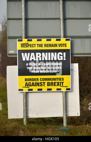 Donegal, Ireland. 23rd Jan, 2017. Anti - Brexit signs. Anti - Brexit signs on road, between Donegal and Londonderry, at Bridgend, County Donegal. Credit: George Sweeney/Alamy Live News Stock Photo