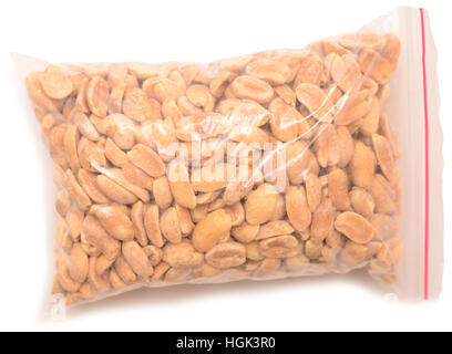 peanuts in the package isolated on a white background Stock Photo
