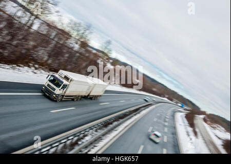 Truck on German Autobahn, Bavaria, Stock Photo