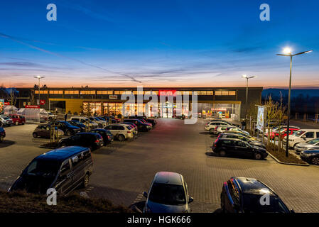 REWE Supermarket - South Germany Stock Photo