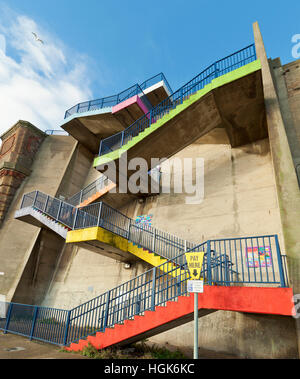 Colourful stairs East Cliff  Ramsgate. Stock Photo