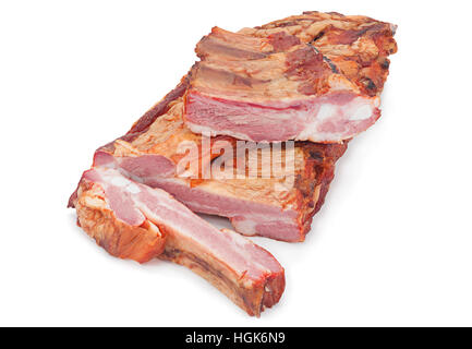 Smoked pork ribs isolated on white background Stock Photo