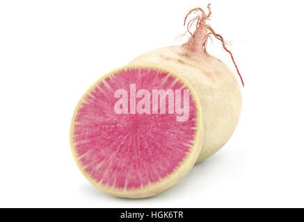 Daikon purple radish vegetable closeup isolated on white Stock Photo