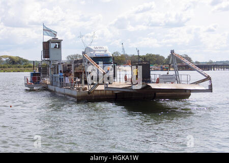 New border crossing ferry between Botswana and Zambia Stock Photo