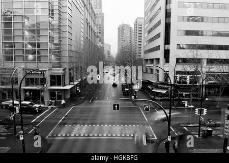 Vancouver, BC, Canada - December 9, 2016 - Intersection of Hornby and Smithe in Vancouver, BC.  Photo: © Rod Mountain  http://bit.ly/RM-Archives Stock Photo