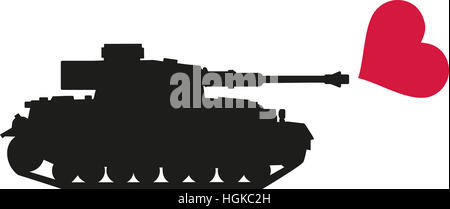 Tank shoots heart - no war Stock Photo