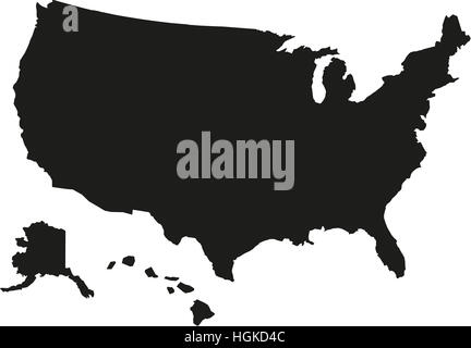 United States of America map with hawaii Stock Photo