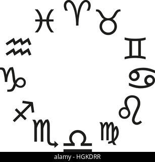 Zodiac signs in a circle Stock Photo
