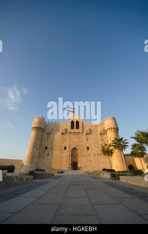Outer view of The Citadel of Qaitbay (Qaitbay Fort), Is a 15th century defensive fortress located on the Mediterranean sea coast Stock Photo