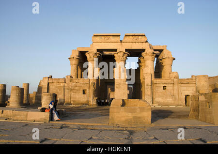 Partial view of the Temple of Kom Ombo, Is an unusual double temple constructed during the Ptolemaic dynasty, 180–47 BC Stock Photo