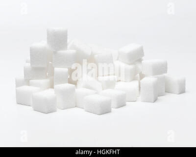 Pile of Sugar Cube's isolated on white Stock Photo