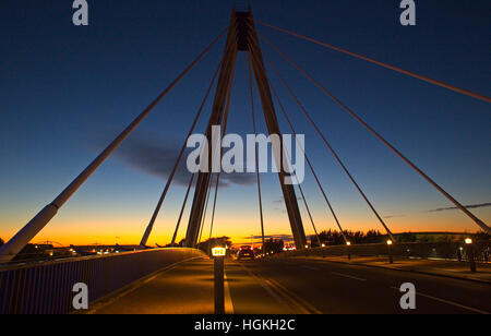 View over Marine Parade Bridge at sunset, Southport, Merseyside, Lancashire, England, UK. Stock Photo