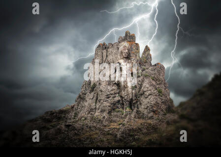 buddha head in the mountains of the Himalayas. Login to Shambhala. Stock Photo