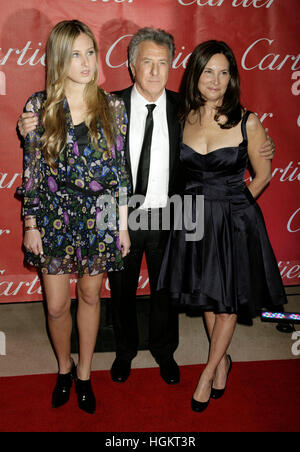 Dustin Hoffman and his daughter, Ali, left, and wife, Lisa, arrives at the 20th Anniversary of the Palm Springs International Film Festival Awards Gala on January 6, 2009 in Palm Springs, CA. Photo by Francis Specker Stock Photo