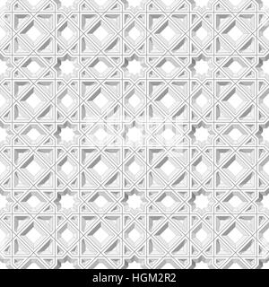 Classic Islamic or Arabic seamless pattern in 3d silver. Vector illustration Stock Vector