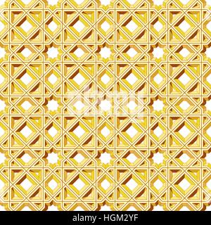 Classic Islamic or Arabic seamless pattern in 3d gold. Vector illustration Stock Vector