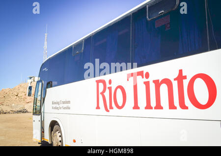 Bus in Rio Tinto's Rossing uranium mine in Namibia