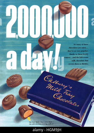 1952 British advertisement for Cadbury's Milk Tray Chocolates Stock Photo