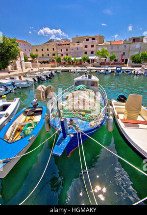 Island of Pag idyllic harbor, Dalmatia, Croatia Stock Photo