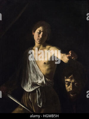 Rome. Italy. David with the Head of Goliath 1609/10, by Caravaggio, Galleria Borghese. Stock Photo