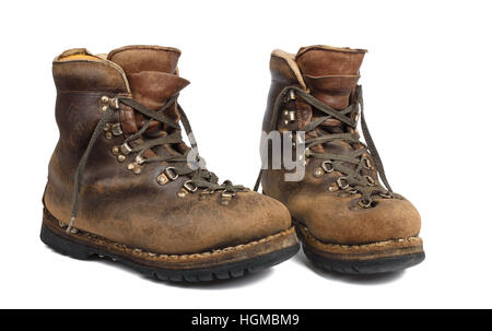 Old boots used isolated on white background Stock Photo