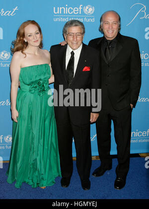 Tony Bennett and his son, Dae Bennett and daughter, Antonia Bennett arrives for the UNICEF Ball in Beverly Hills, California on December 10, 2009. Photo by Francis Specker Stock Photo