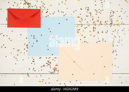 Three different size of colorful envelopes Stock Photo