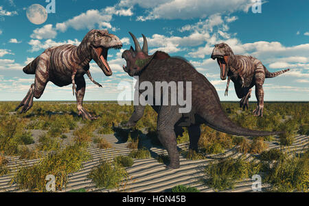 Tyrannosaurus rex attacking a Triceratops Stock Photo - Alamy