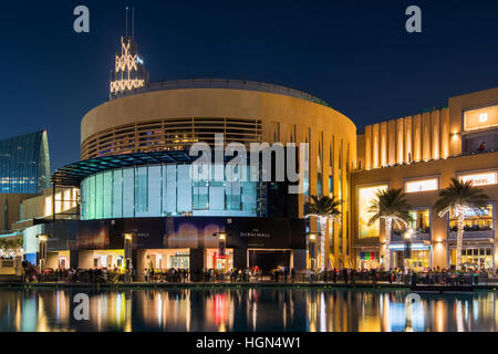 Night view of Dubai Mall, Dubai, United Arab Emirates Stock Photo