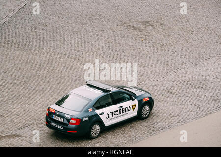 Tbilisi, Georgia - October 21, 2016: Road police Skoda Octavia car in town square Stock Photo