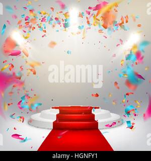 Illuminated stage podium. EPS 10 Stock Vector